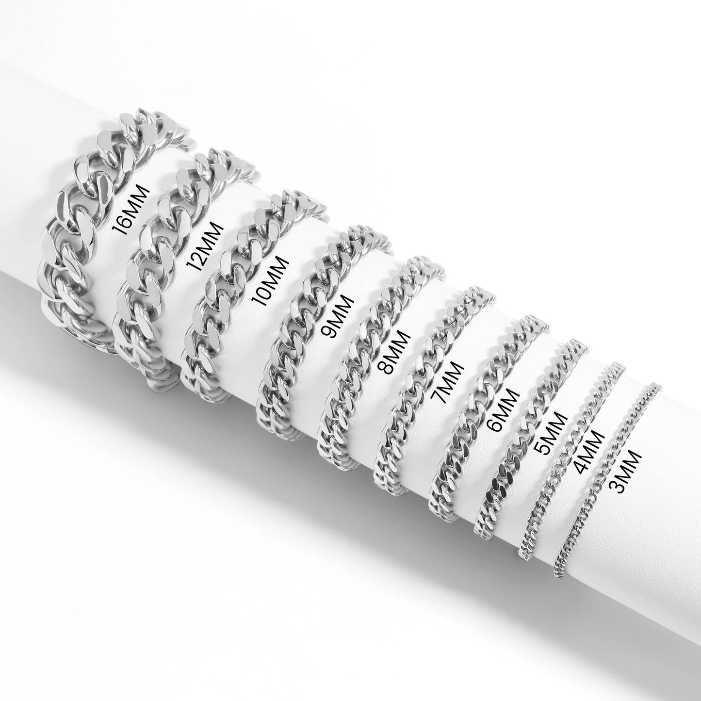 Stainless Steel Diamond Cut Curb Chain Bracelet or Anklet