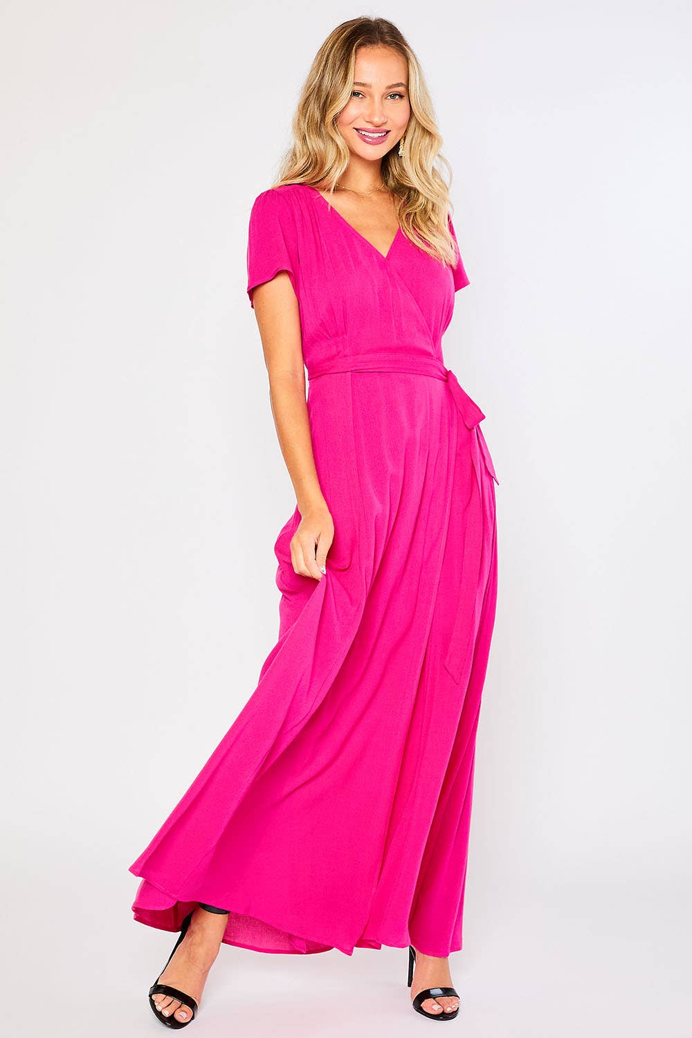 FLOWY MAXI WRAP DRESS