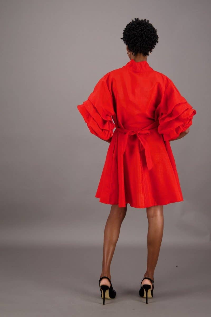 Black Satin Button-Up Flare Shirt Dress