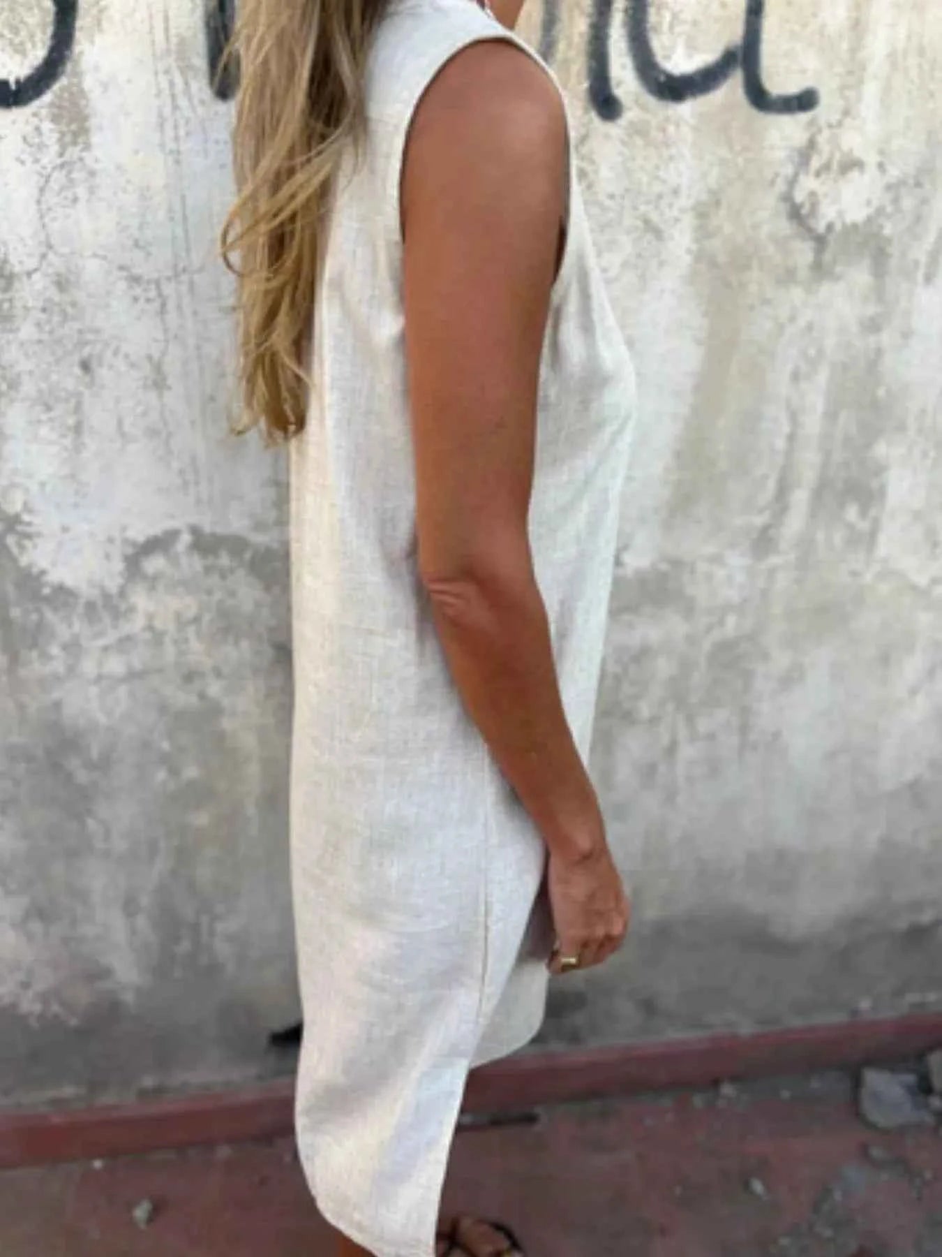 Full Size Notched Sleeveless Mini Dress Plus Size