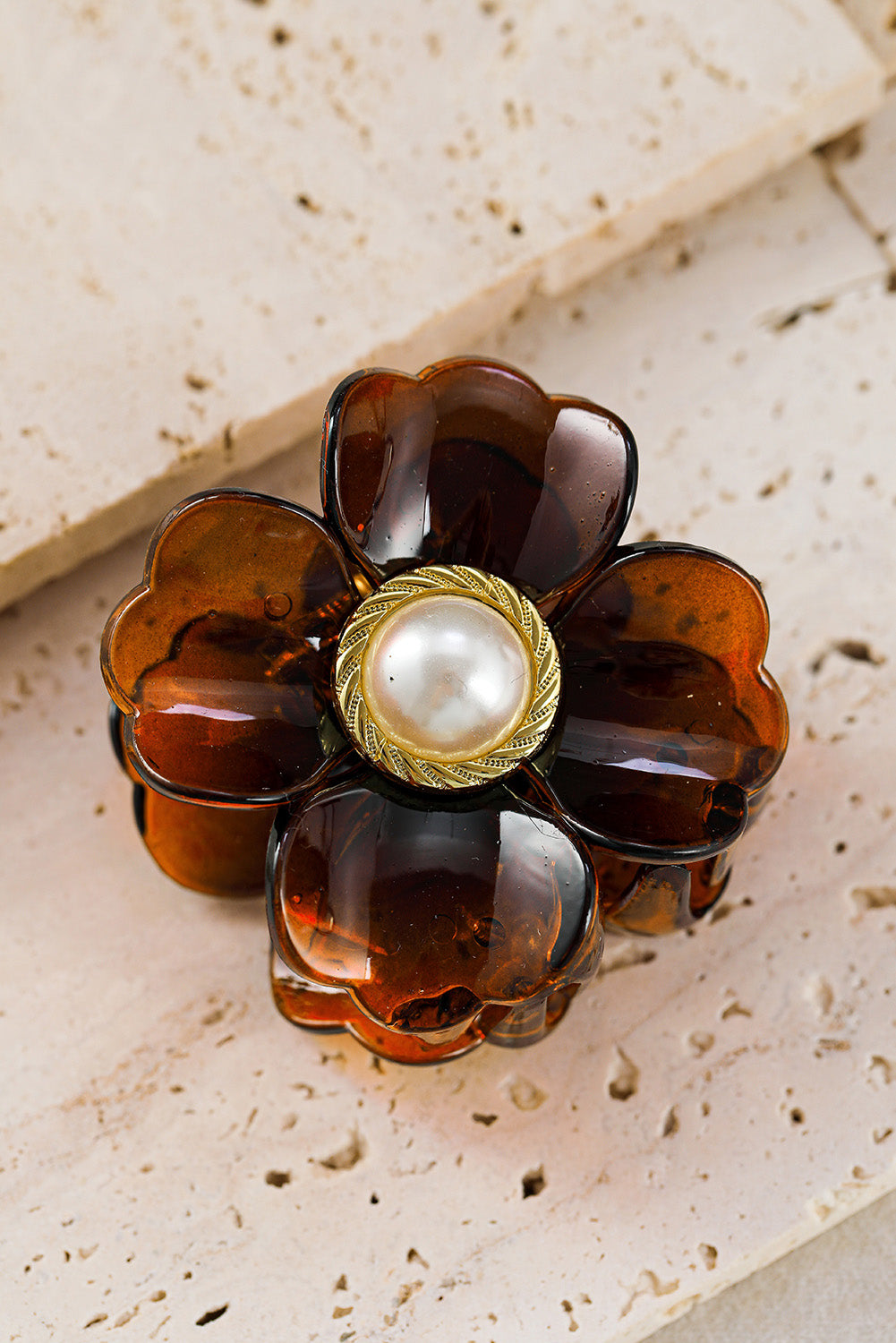 White Crystal Flower Pearl Grip Clip - Passion of Essence Boutique