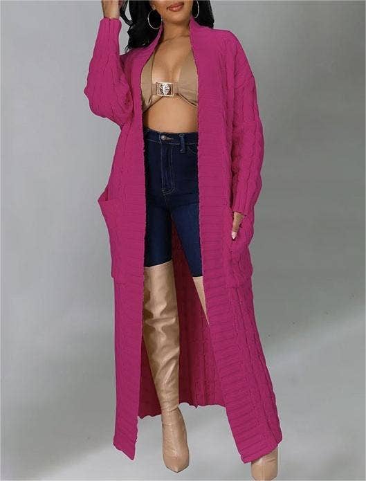 Multicolored Long coat knit cardigan