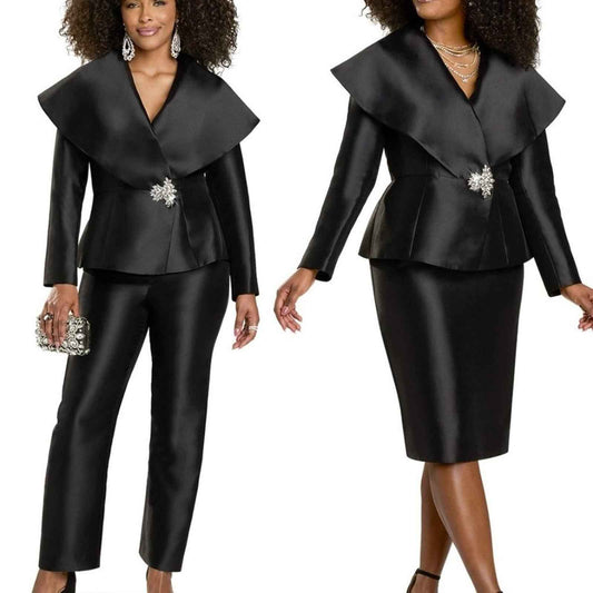 Donna Vinci Black 3pc Suit – Jacket, Skirt & Pants – NWT – Sz 14