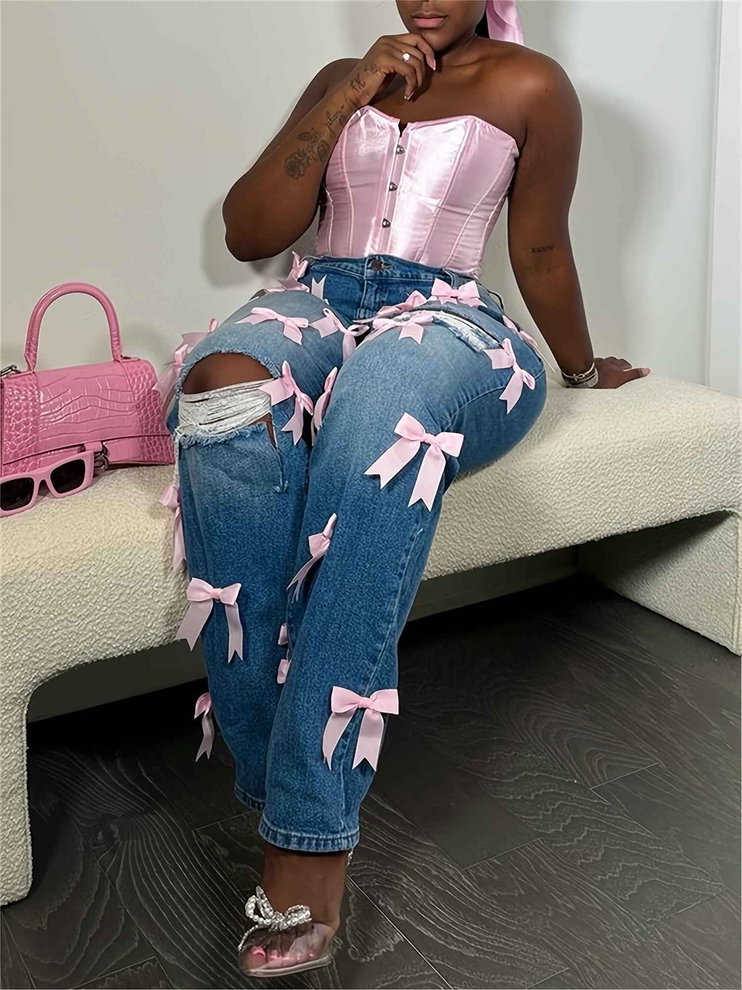 High-Rise Ripped Boyfriend Jeans for Women (Copy)
