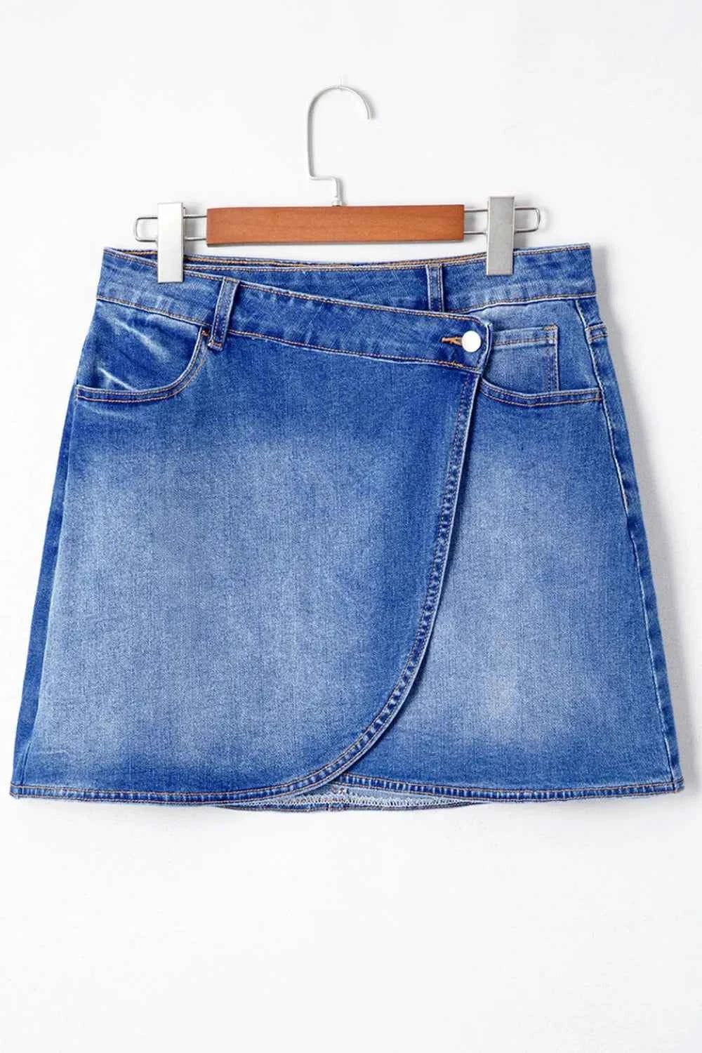 Wrapped Crossed Waist Denim Mini Skirt