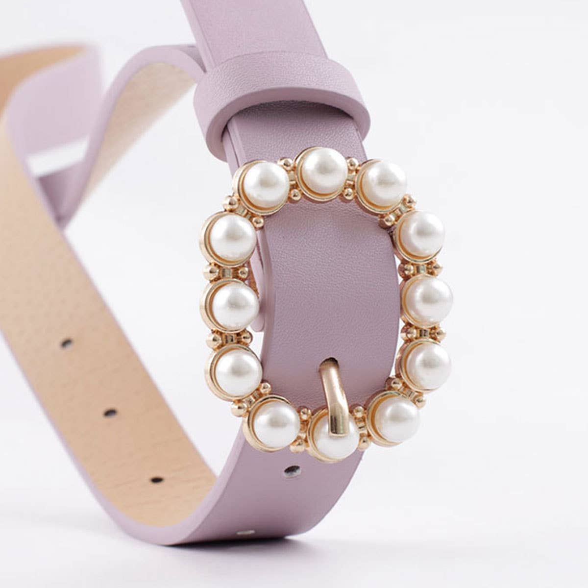 "PEARL BUCKLE SLENDER BELT FOR DRESSES