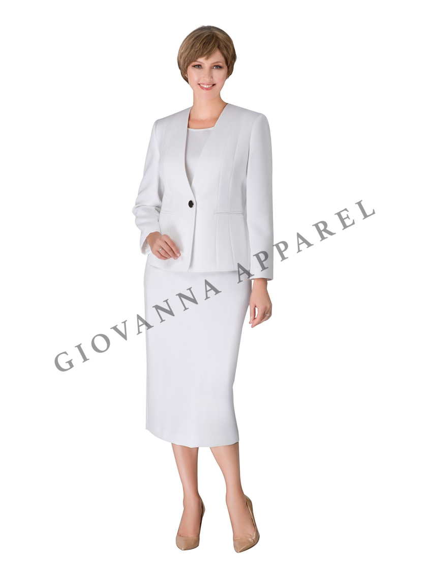 Giovanna Usher 3pc Collarless Clean Lines Skirt Suit - Plus size - S0722W
