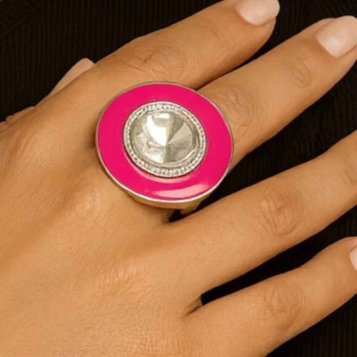 Hot Pink & Silver Rhinestone Jewelry Set – Necklace, Earrings, Bracelet & Ring