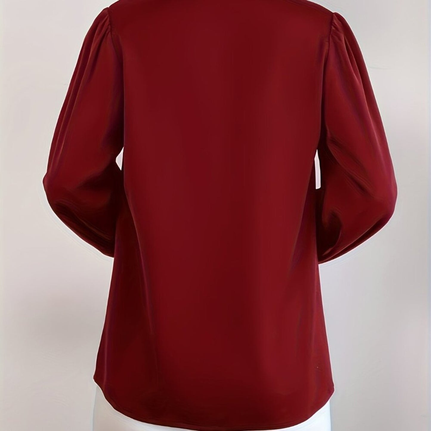 Tie Neck Blouse, Elegant Long Sleeve Satin Blouse