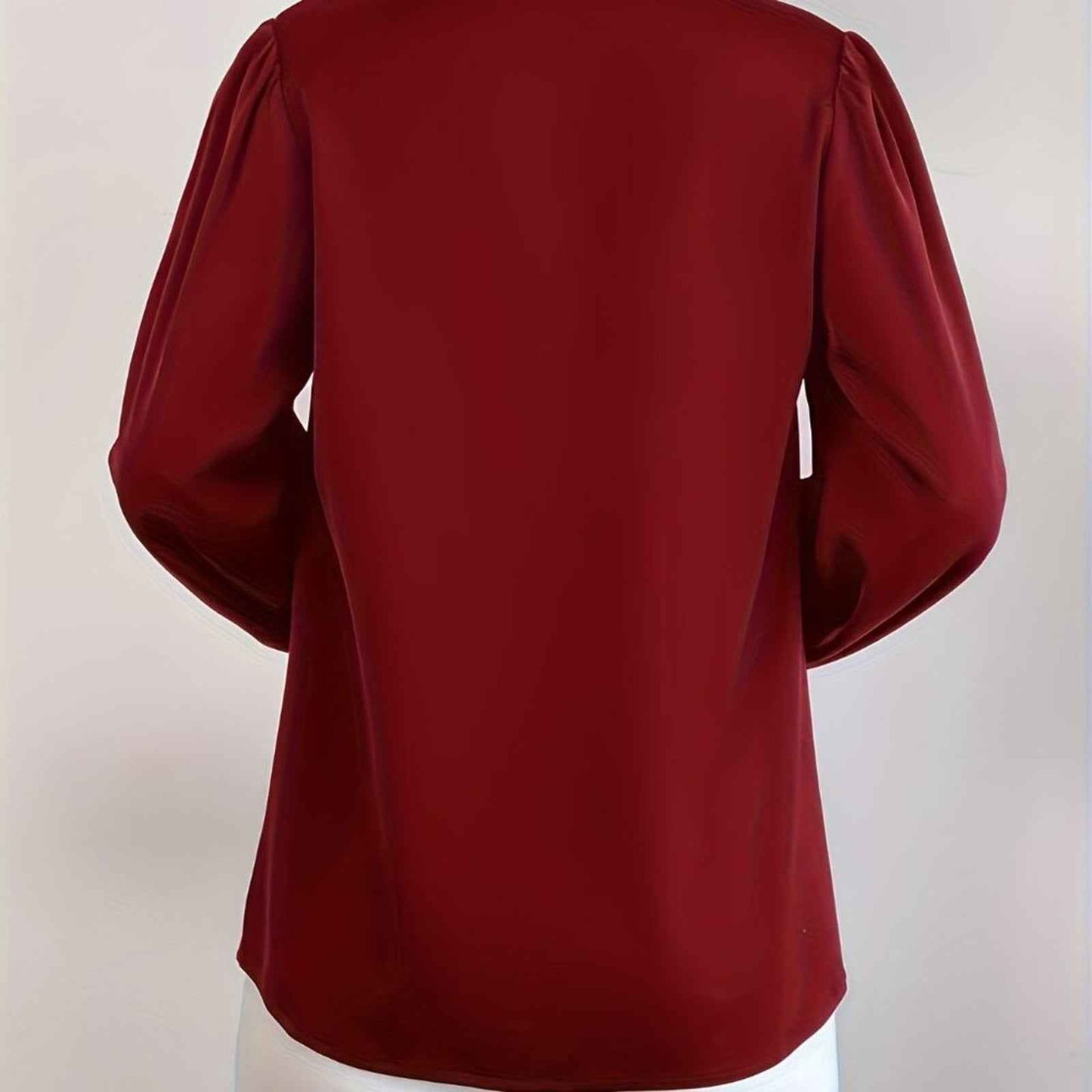 Tie Neck Blouse, Elegant Long Sleeve Satin Blouse