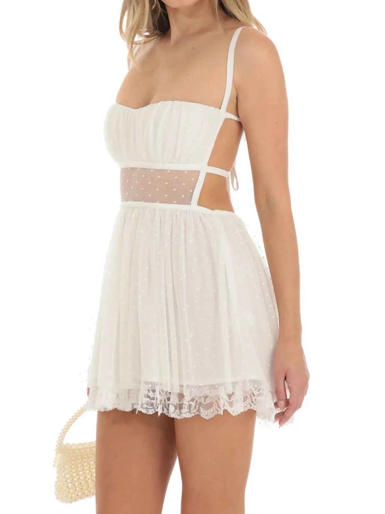 Lace Backless Mini Cami Dress