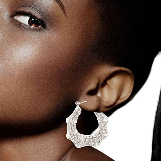 Silver Bling Bamboo Hoops