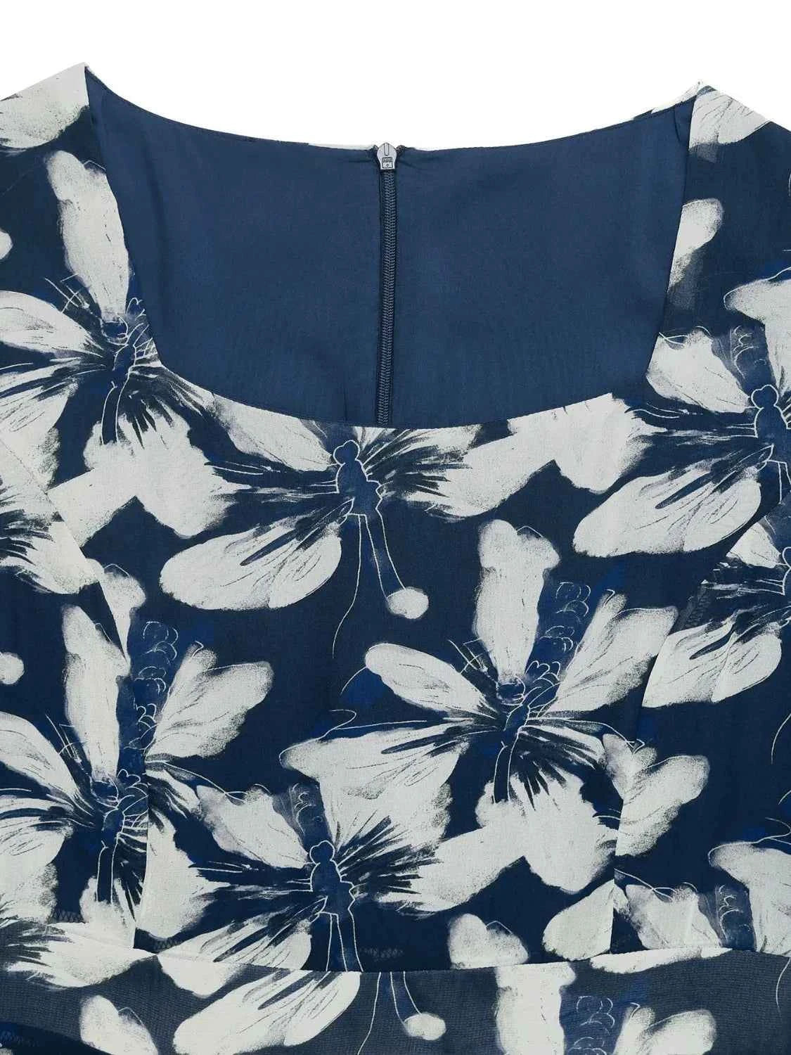 Printed Square Neck Midi Dress