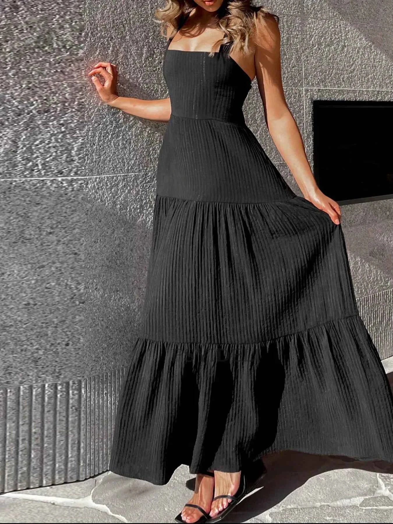 Square Neck Tiered Maxi Dress