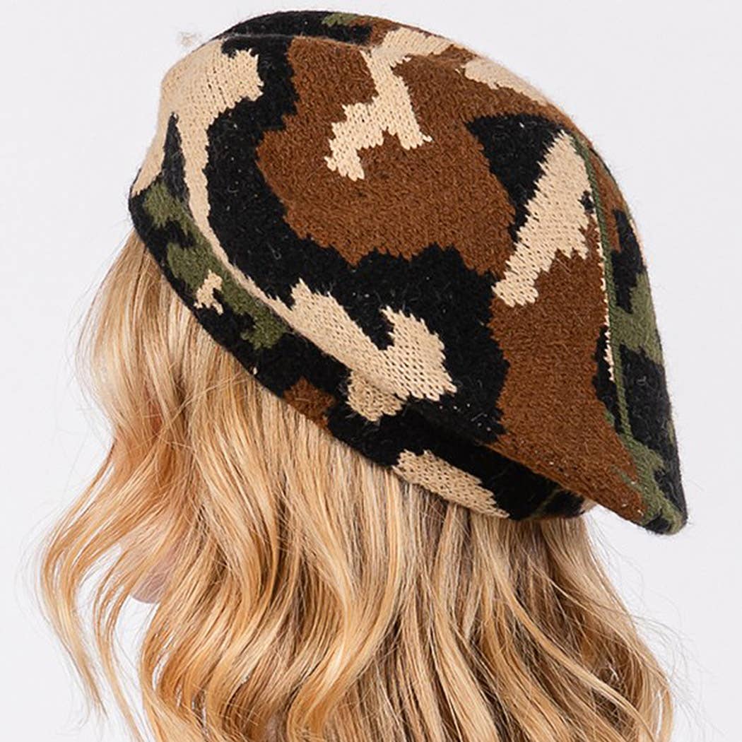 Camo Knit Beret