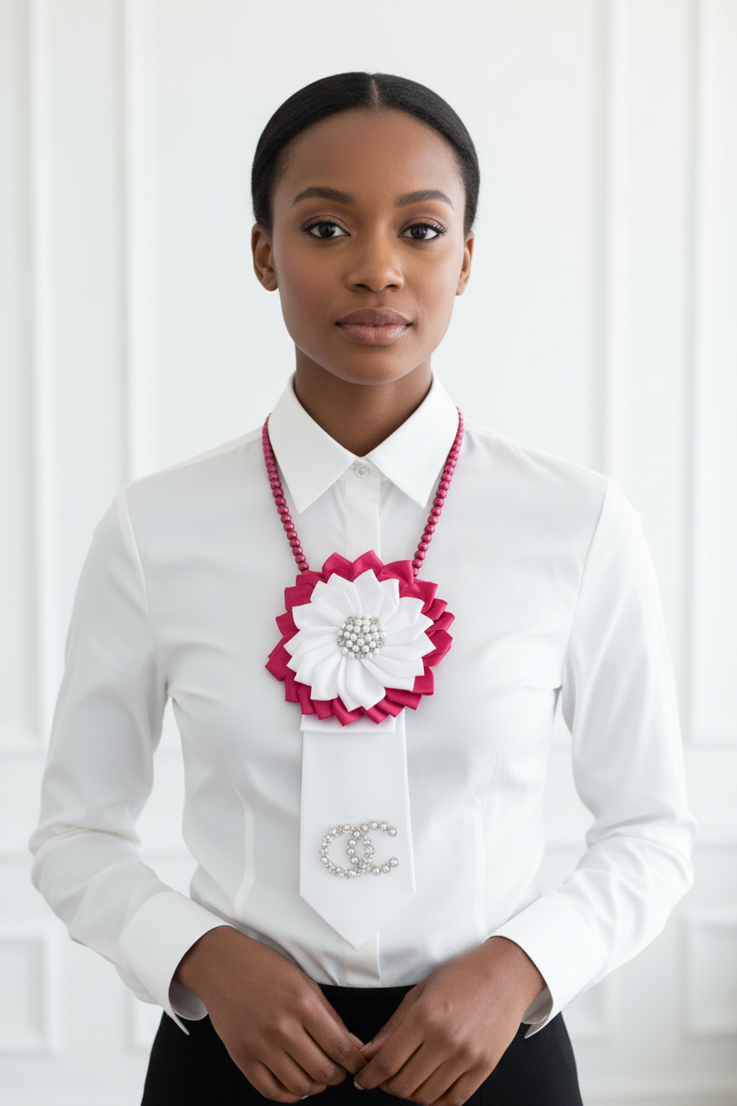 Pearl Elegance Pearl & Rhinestone Statement Necktie