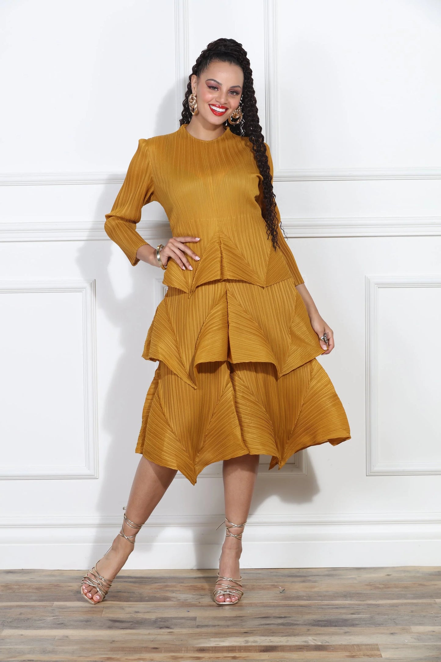 Luxe Moda Dress LM409-Gold