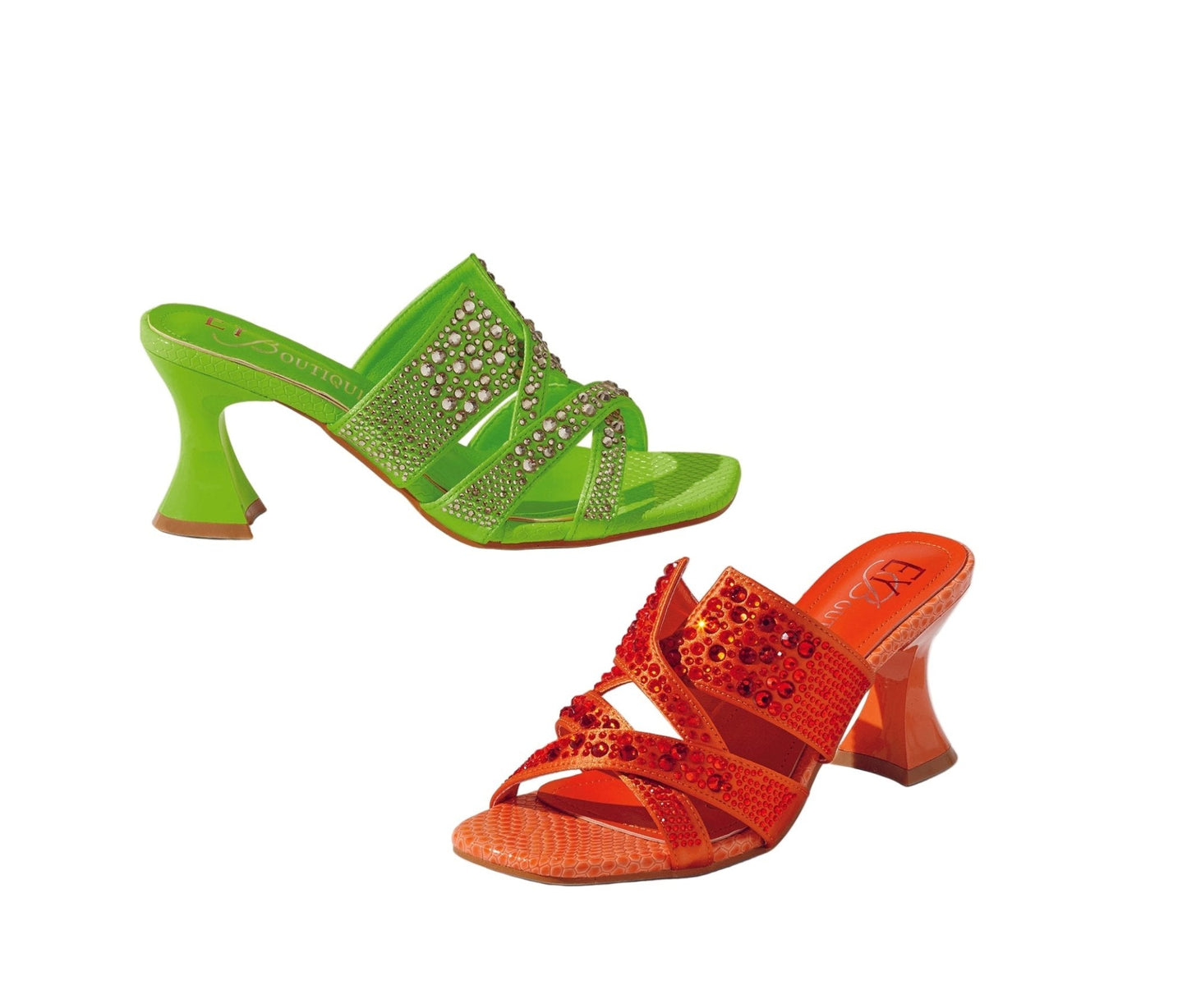 Vivid Criss-Cross Strappy Slide Heels by EY Boutique