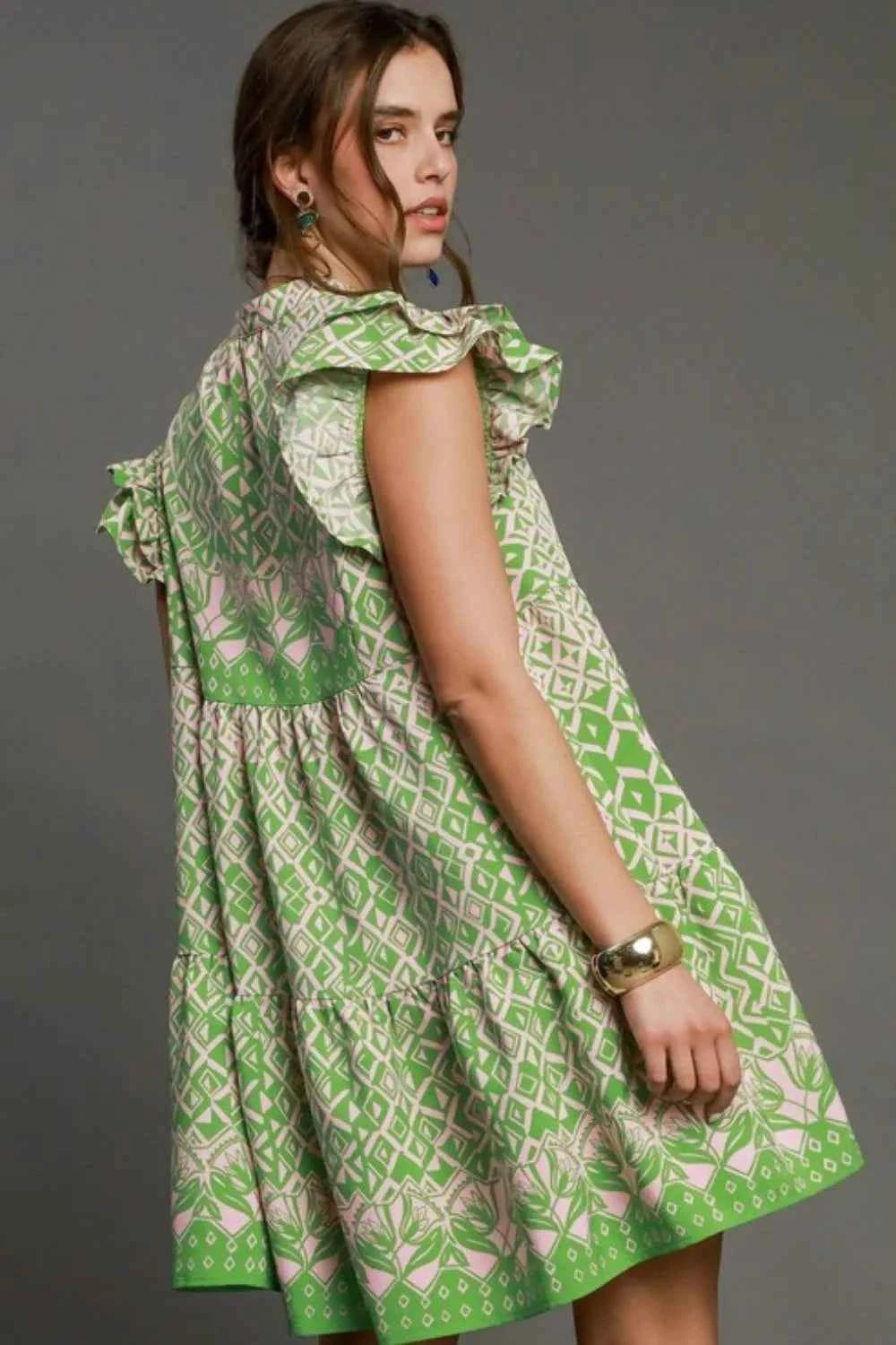 Umgee Full Size Mixed Print Mini Dress Plus Size