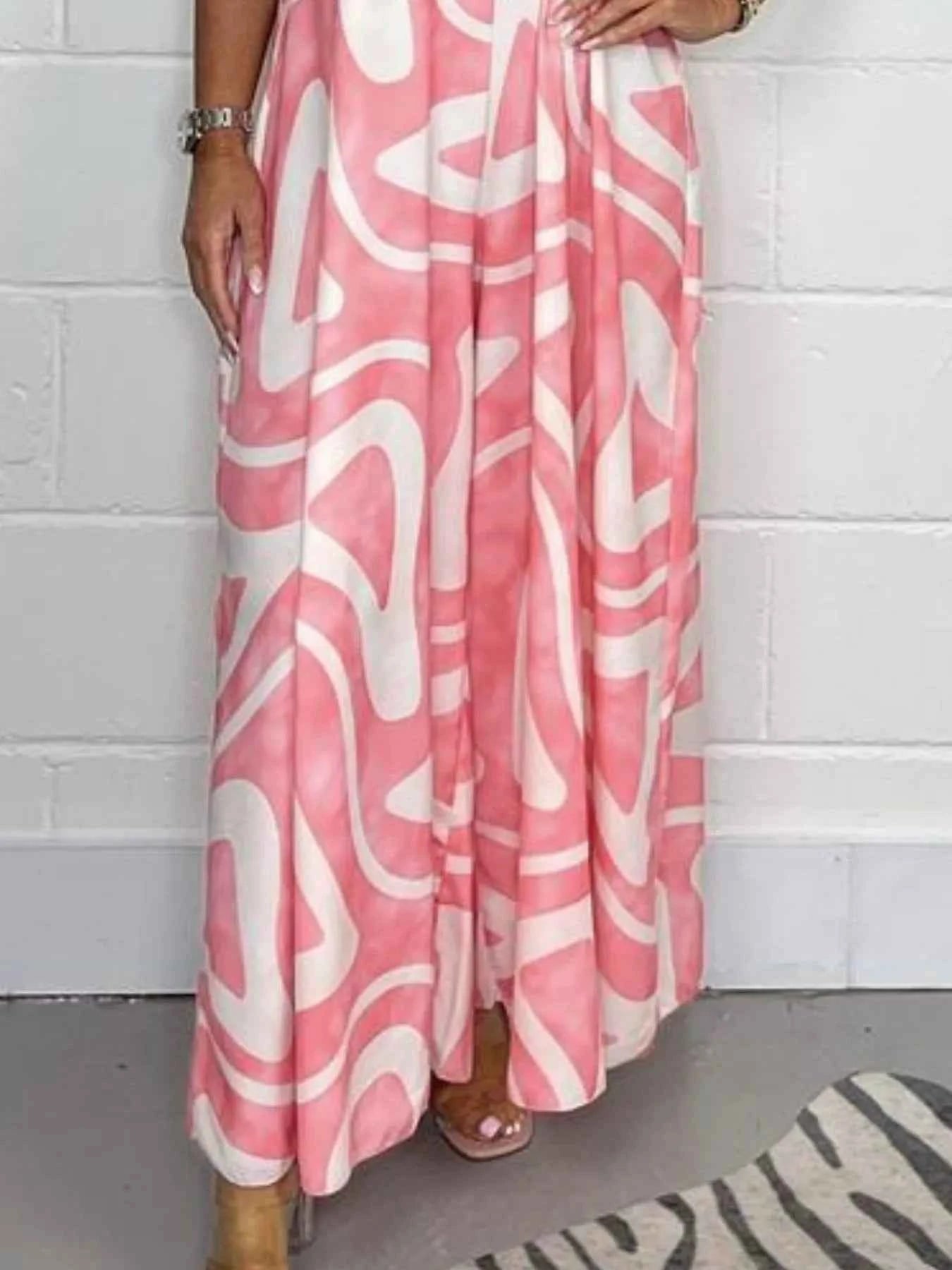 Full Size Printed Wide-Leg Jumpsuit with Flutter Sleeves Plus Size