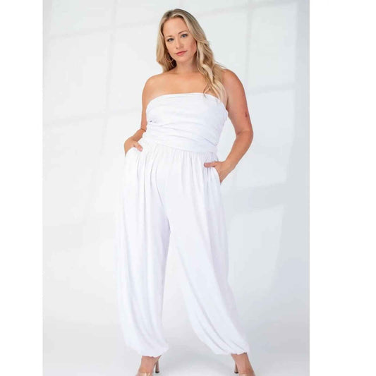 Plus Size Soft Knit Strapless Jumpsuit