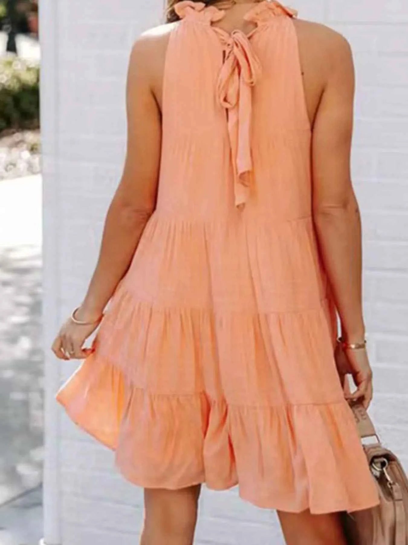 Tiered Sleeveless Tie Back Mini Dress