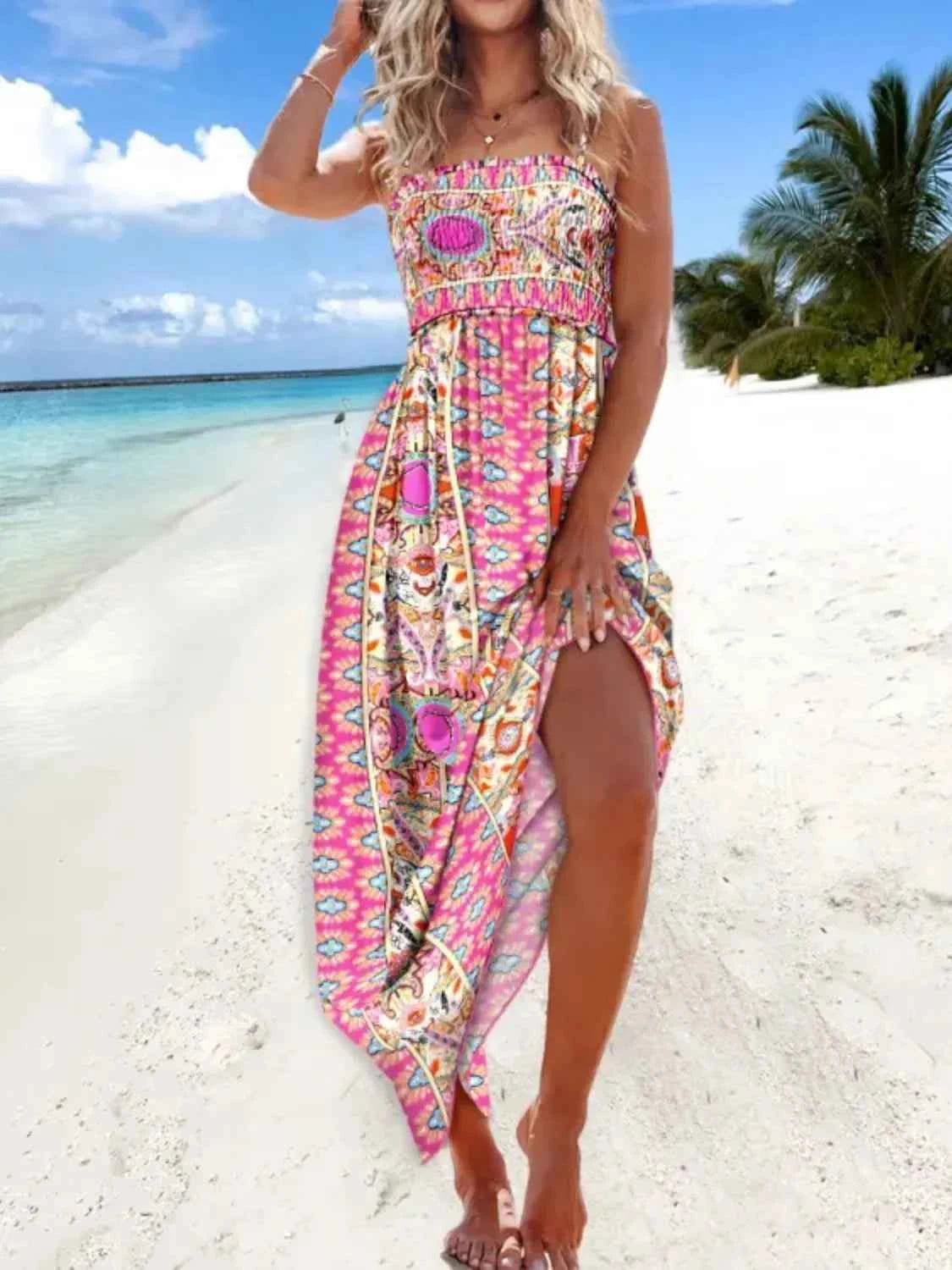 Printed Smocked Maxi Cami Dress