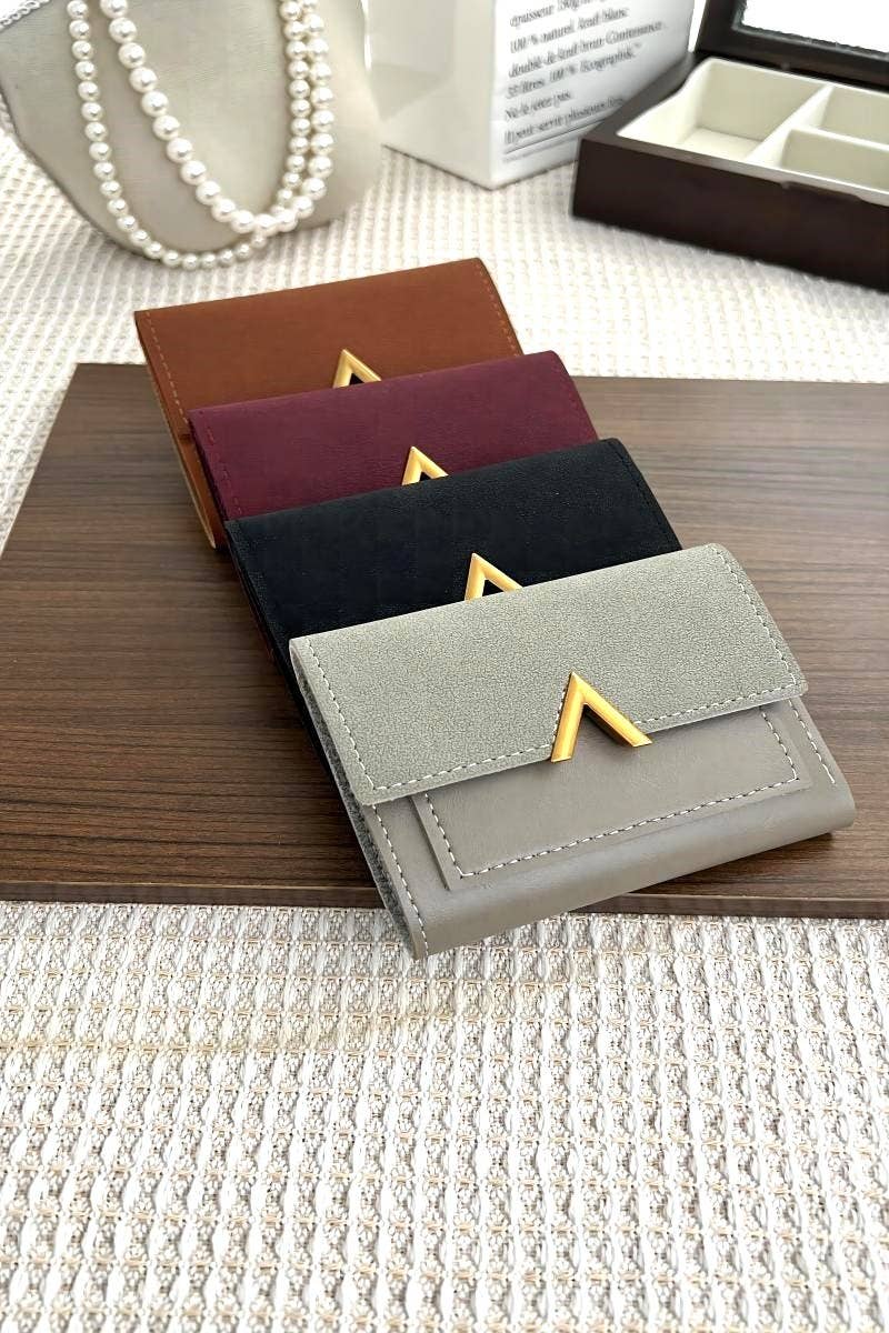,.._ SI-26458 Vegan Leather Compact Trifold Wallet