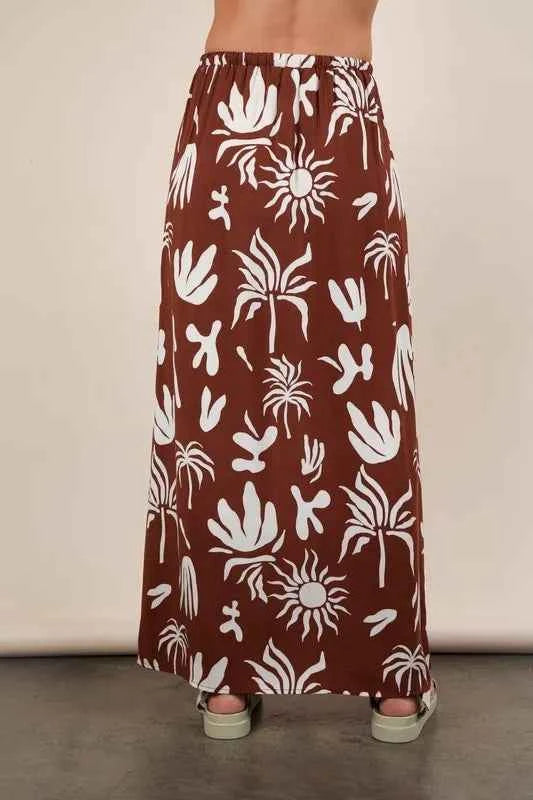 VERY J Printed Resort Midi Skirt