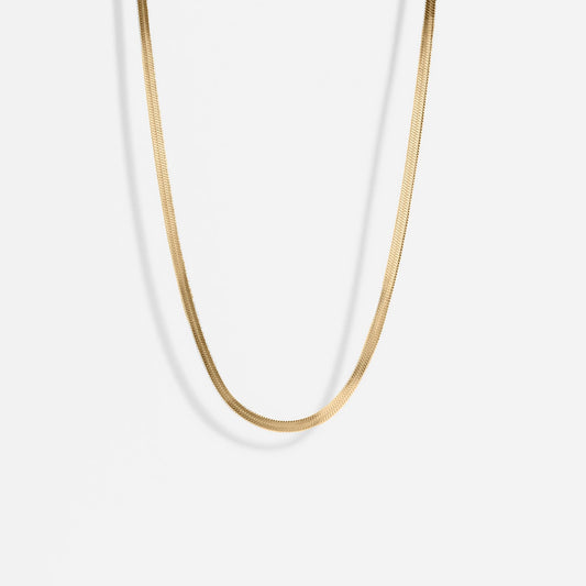 18K Gold Stainless Steel Herringbone Chain Necklace