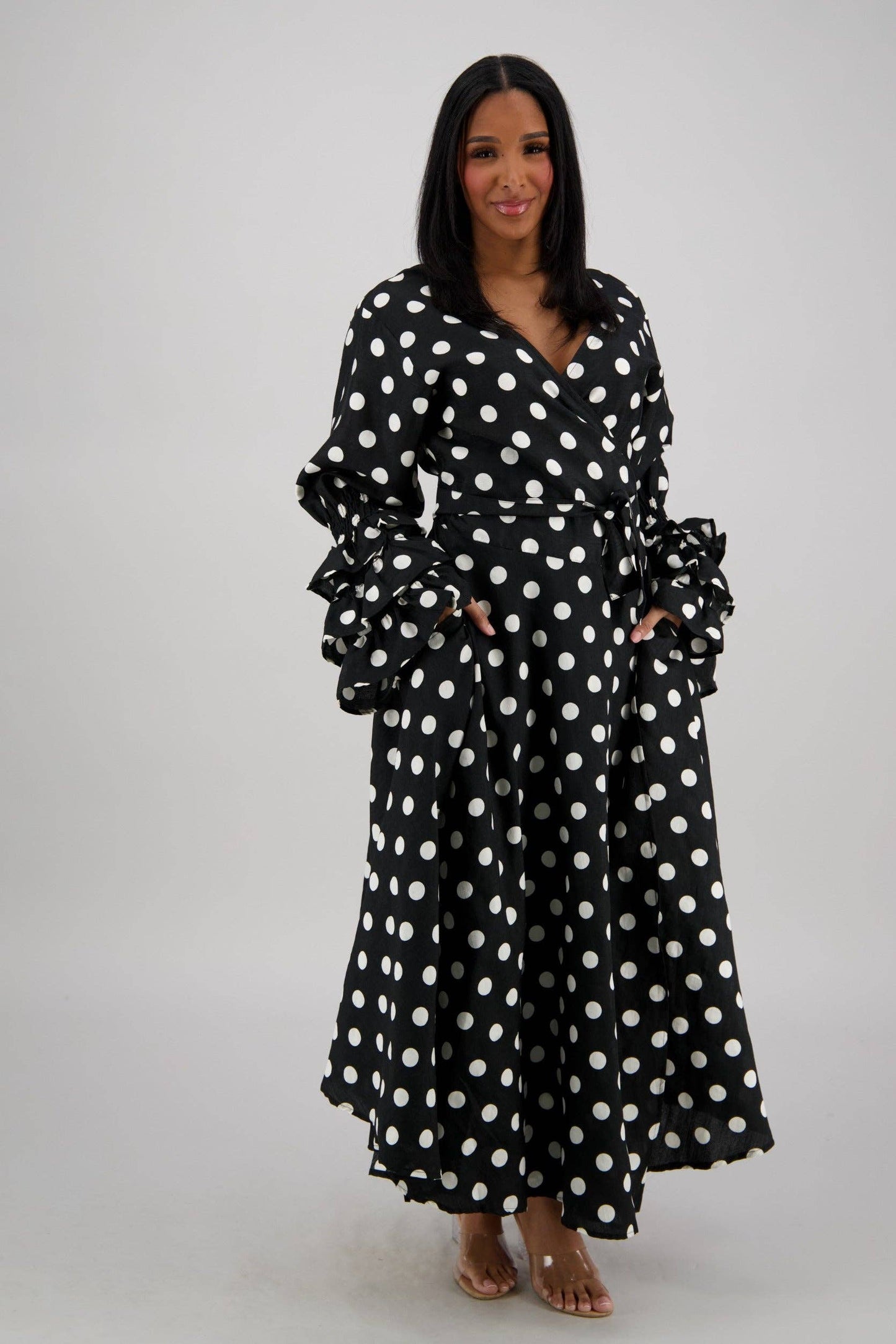 Polka Dot Wrap Dress (3 Colors) 241624-B090