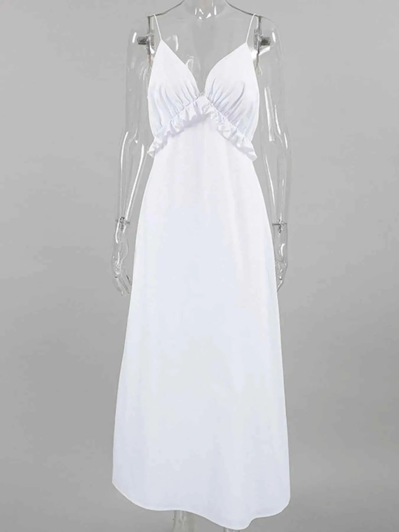 Ruffled V-Neck Maxi Dress