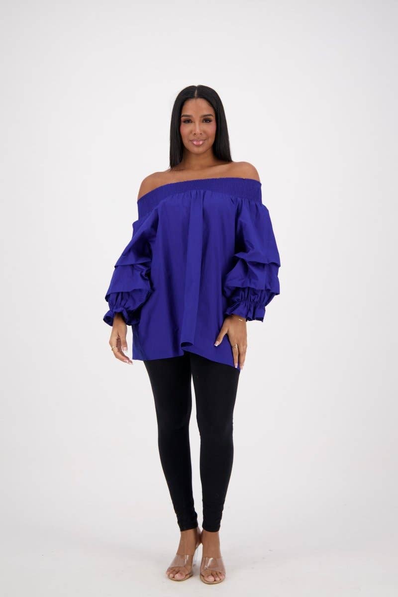 Off-Shoulder Ruffle Sleeve Blouse AT-2466