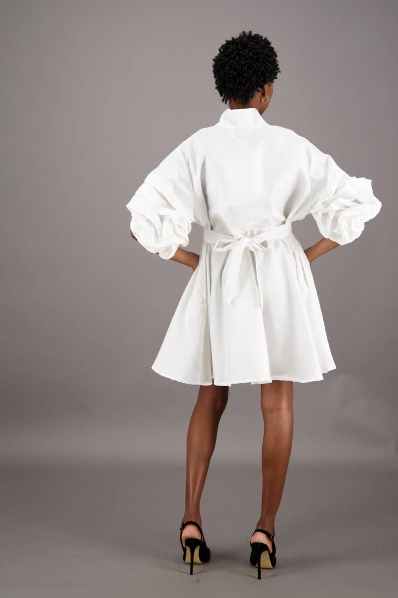 Black Satin Button-Up Flare Shirt Dress