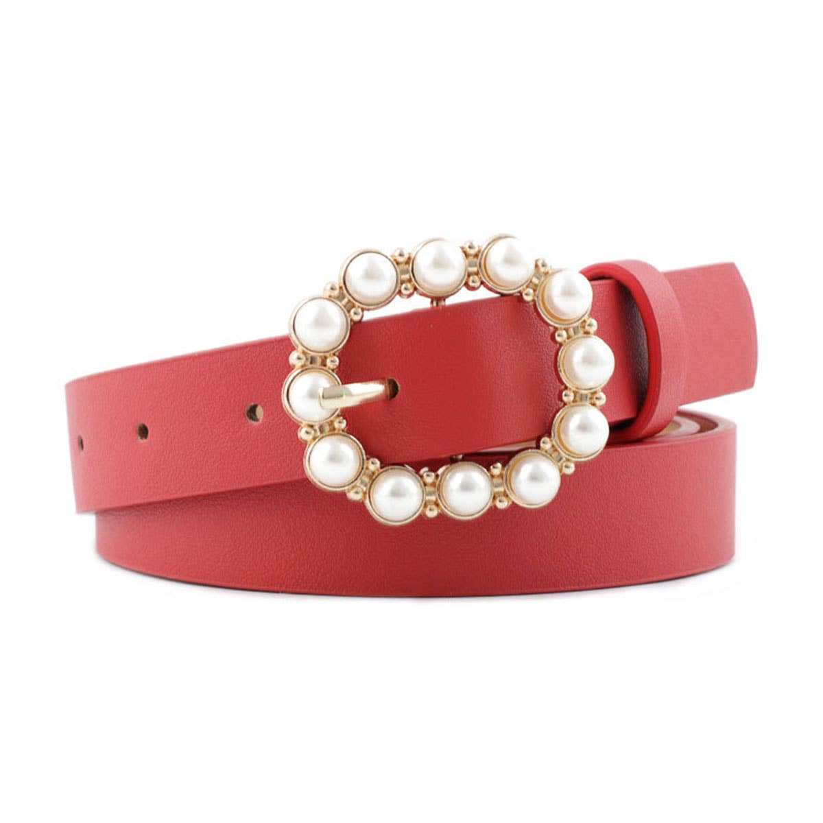 "PEARL BUCKLE SLENDER BELT FOR DRESSES