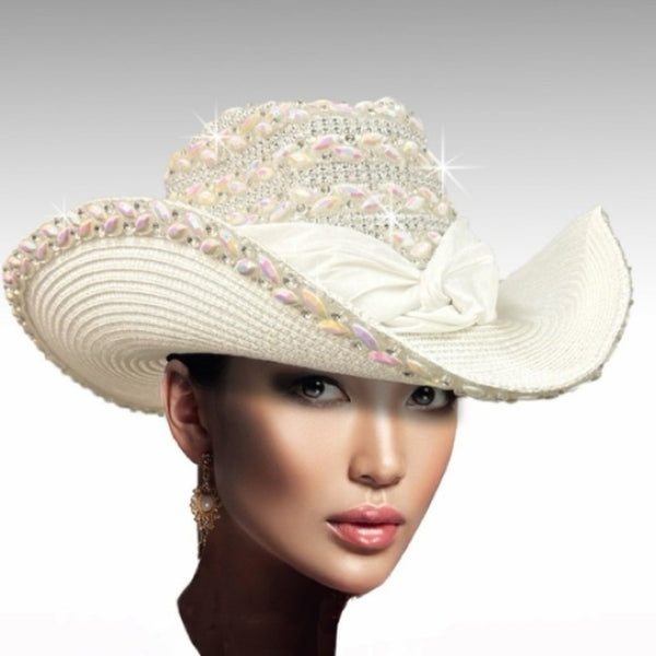 👑 Ivory Glimmer Queen Rhinestone Cowgirl Hat 🤍 Crystal Western Glam