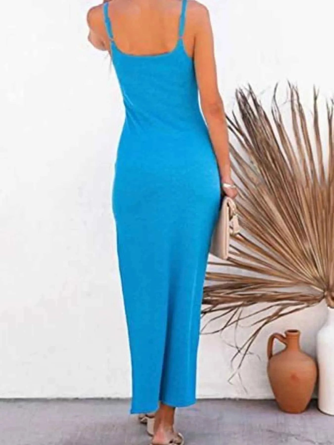 Ribbed Tank Midi Dress with Side Slit