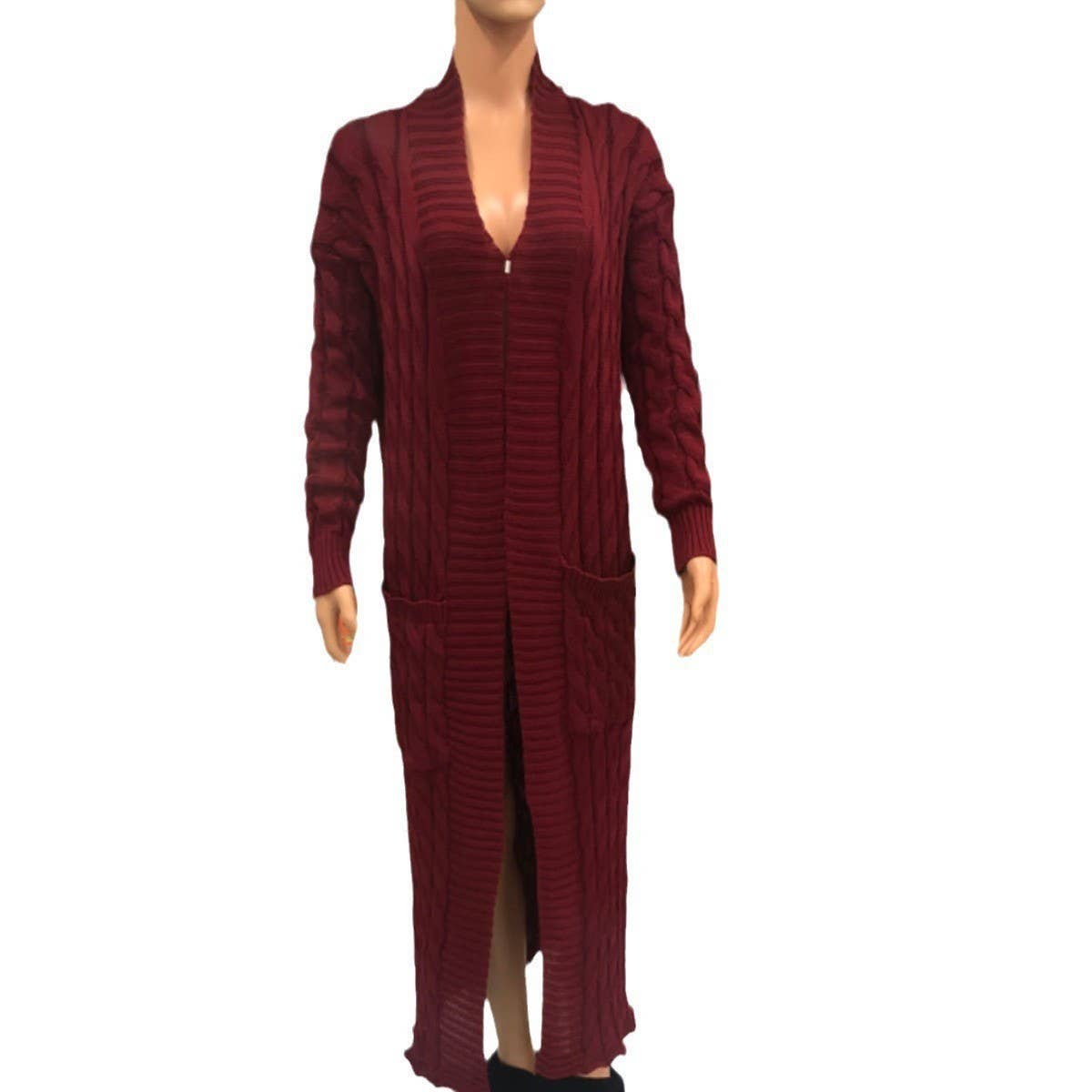 Multicolored Long coat knit cardigan