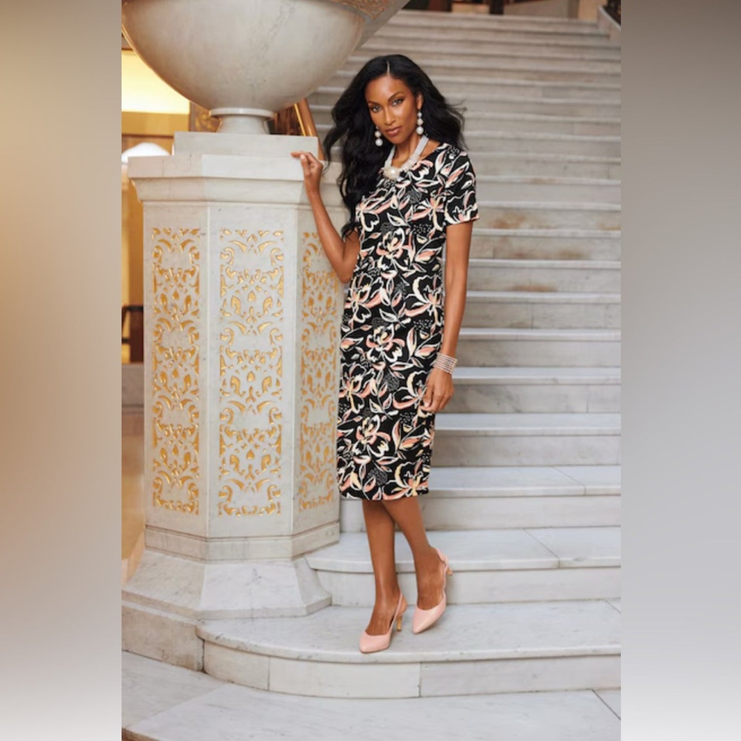 Rutina Floral Sheath Dress – Elegant Garden Party Look