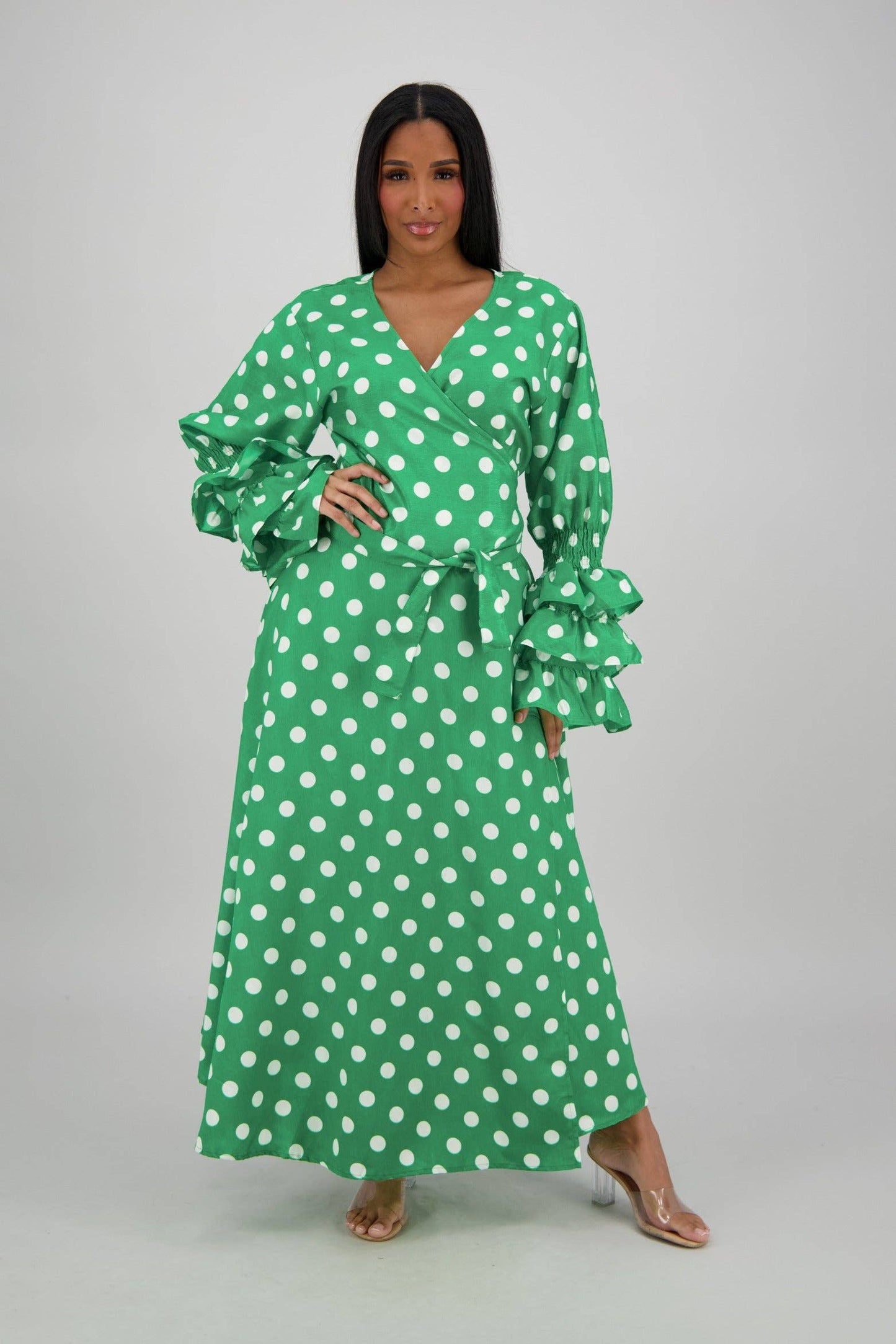 Polka Dot Wrap Dress (3 Colors) 241624-B090