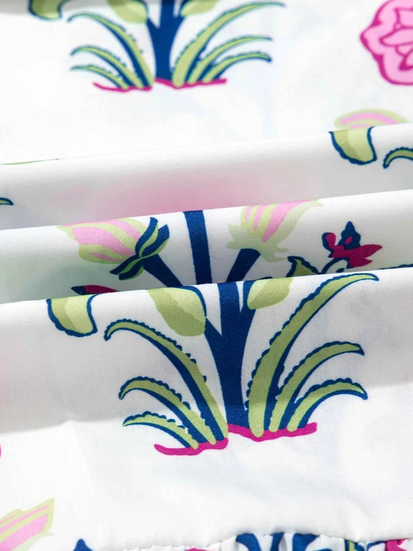 Printed Short Sleeve Midi Dress with Pockets