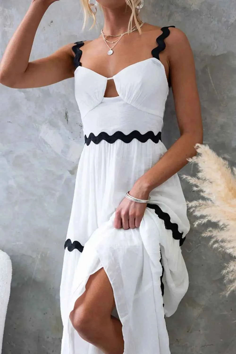 Tiered Maxi Dress with Scalloped Trim