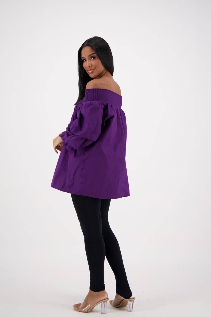 Off-Shoulder Ruffle Sleeve Blouse AT-2466