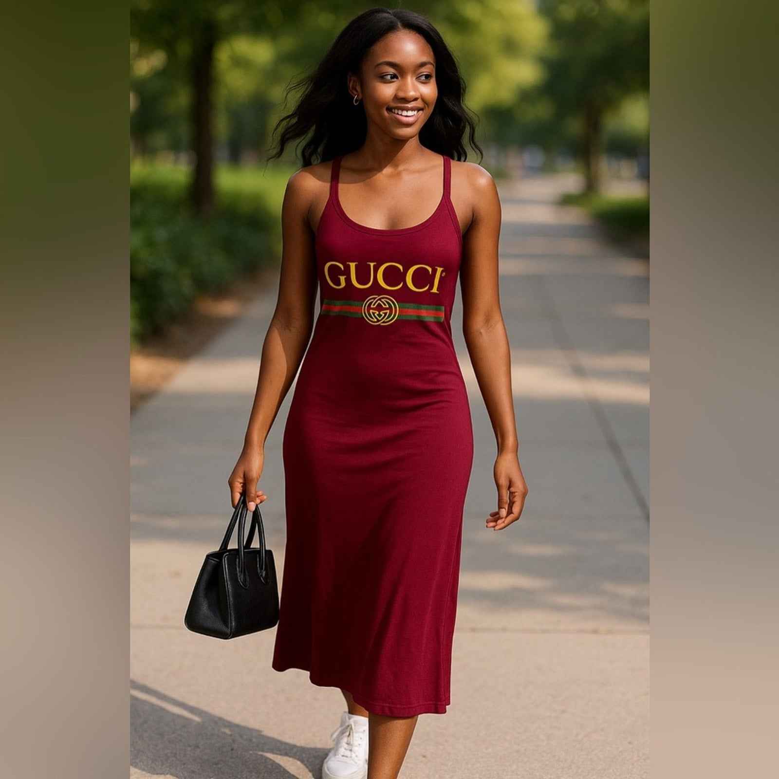 Red Designer-Inspired Purple T-Shirt Dress with Iconic Stripe Detail (Copy)