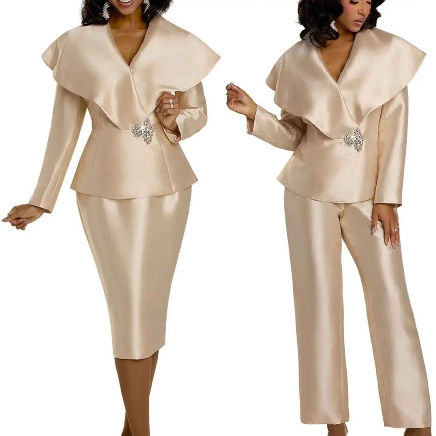Donna Vinci Champagne 3pc Suit – Church, Wedding & Special Occasion – Sz 14 & 16