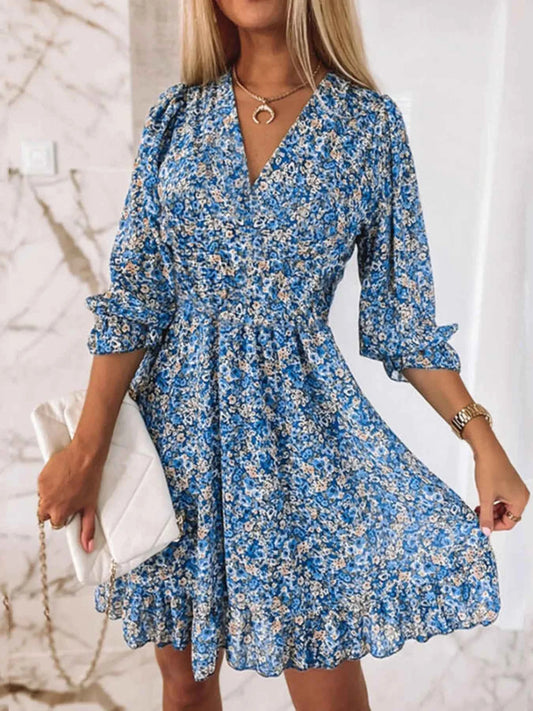 Full Size Ruffled Hem Floral Dress Plus Size