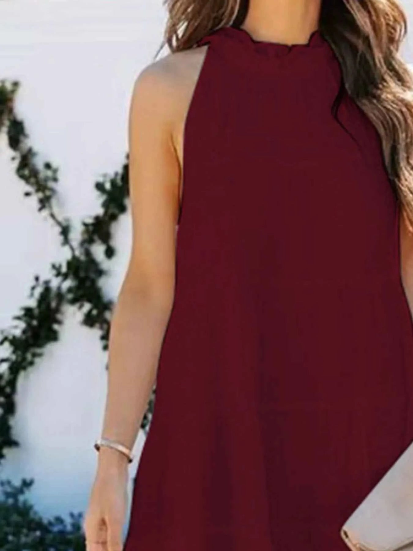 Tiered Sleeveless Tie Back Mini Dress