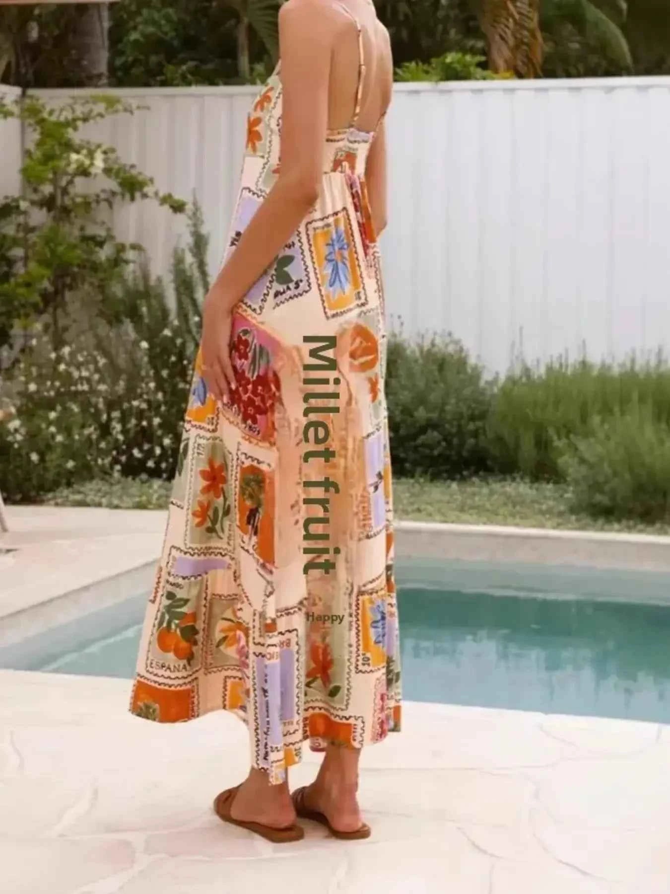 Printed Strapless Maxi Cami Dress