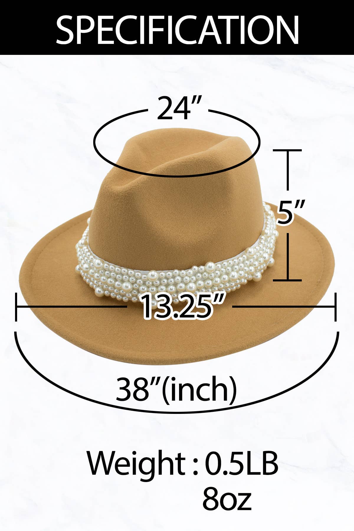 New Style Fashion Fedora Jazz Hat with Wide Pearl Belt