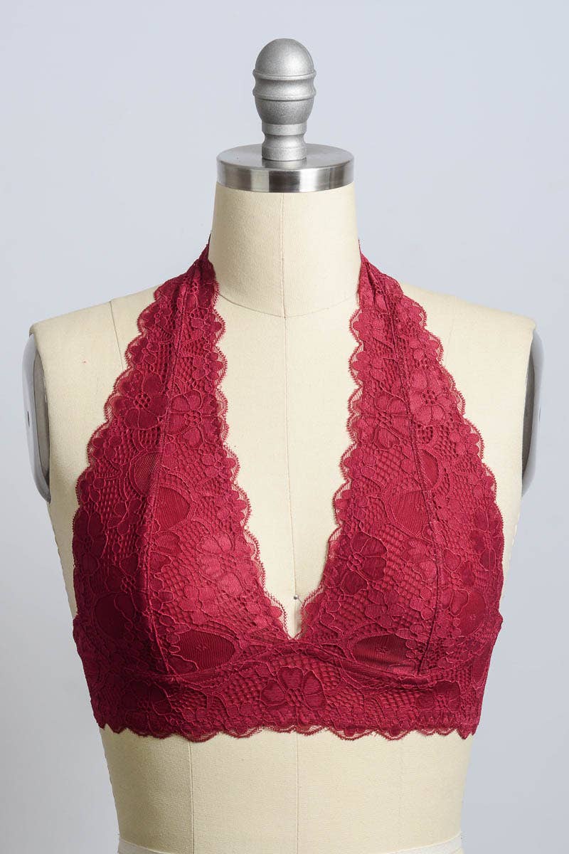 ✨ Trendy Halter Neck Lace Bralette – Feminine & Flirty